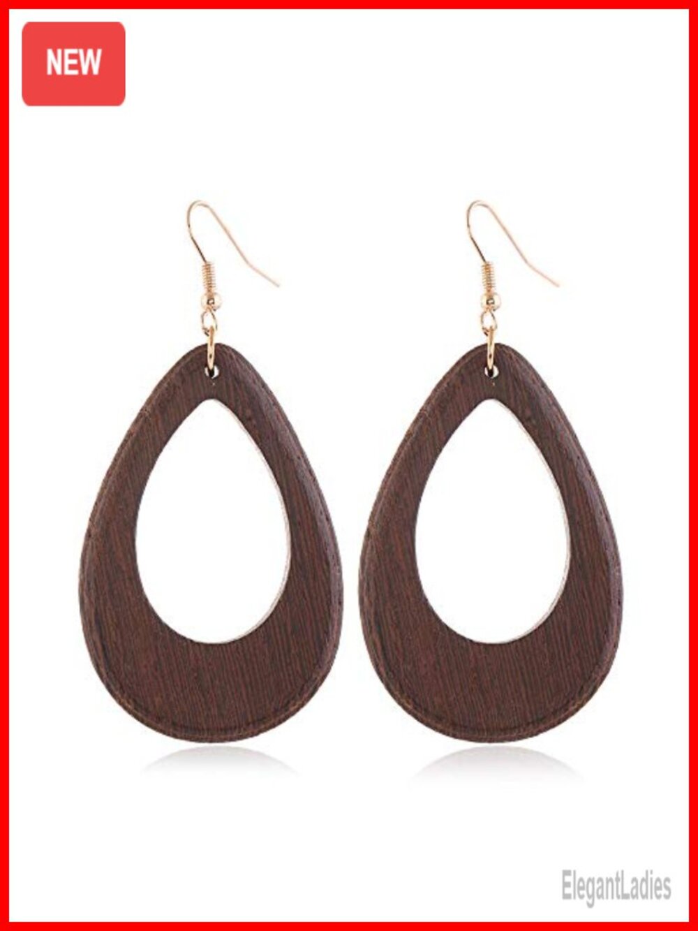 Bohemian Geometric Natural Wooden Dangle Earrings Lightweight Teardrop